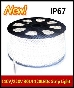 Mais recente 10m 3014 120 LEDs SMD 220V IP67 LIMPAS DE LED BRANCO QUENTE COMO FRESCO com um plugue de cabo de alimentação da UE para o Natal Lighti7289458