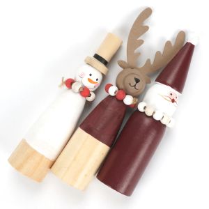 Weihnachtsdekorationen für Heimholz Schneemann Santa Claus Rentier Puppen Mini -Ornamente Weihnachten 2023 Neujahrsparty DIY Geschenke