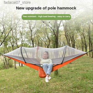 Hammocks Mosquito Net Pendant Outdoor Camping Anti Roll Nylon Pendant with Mosquito Net SingleまたはDouble AutomaticクイックオープニングRODQ