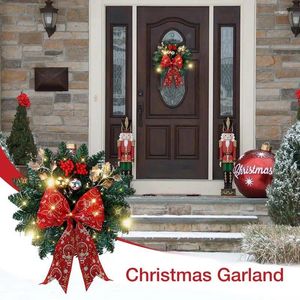 Decorative Flowers LED Christmas Wreath Battery Operated Artificial Door With Lights Table Centerpiece Decorations Party