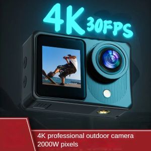 Kamera 4K Action Kamera Çift Ekran EIS Anti Shake Sports Açık Su Geçirmez Bisiklet Motosiklet Kaskı Protable Kamera Araba DVR Dash Cam