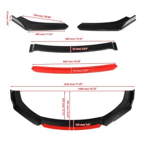 4pcs/set Universal Car Front Bumper Lip Splitter Detachable Bumper Chin Spoiler Car Exterior Parts