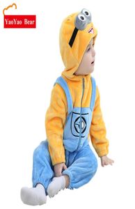 Minions Baby Kleidung Strampler Säugling Kostüm neue Spring Kapuze Flanell Kleinkind Strampler Säugling Jumpsuit Kleidung Baby Kostüm J1905245983741