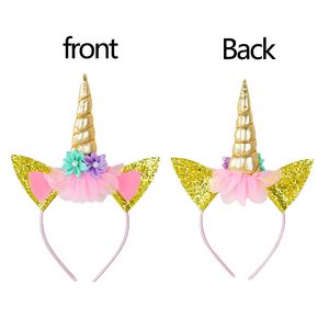 Çocuklar Unicorn Head Band Baby Duş Doğum Günü Kız Hızlı Partisi Saç Çember Saç Bantları Çocuk Saç Aksesuarları Unicorn Parti Dekoru