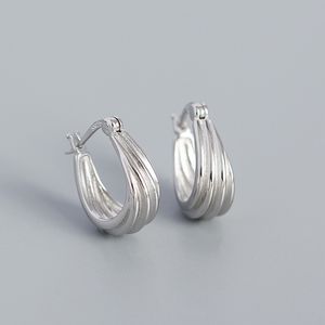 Wantme 925 Sterling Silver Simple French Wide Spiral Huggies Hoop Earrings女性パンクゴシックヨーロッパピアスジュエリー女性