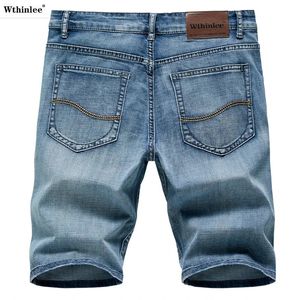 Летние мужские джинсовые шорты Классическая черная синяя тонкая секция мода модные бизнес -капусные джинсы мужской бренд 240410