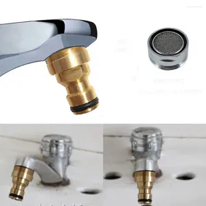Kitchen Faucets LVOERTUIG 23mm Hose Quick Connector Brass Threaded Garden Water Tube Fitting Tap Adapter (gold)