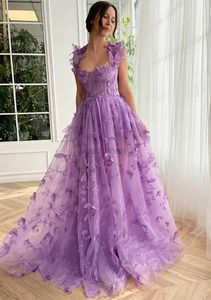 Urban Sexy Dresses BLUEDRESSStore Lavender Formal Evening Dresses Lace Flower Saudi Prom Dresses A-Line Sweetheart Prom Gowns Luxury Party Dresses 24410