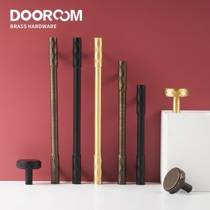 Dooroom Brass Furniture Handles Modern Hammered Long Pulls Cupboard Wardrobe Dresser Shoe Box Drawer Cabinet Round Knobs