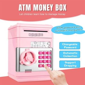 Caixa de dinheiro segura do Bank Electronic Piggy para crianças Moedas digitais de economia de dinheiro depósito seguro Atm Machine Gift Kids L248O