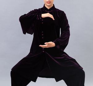 Unisex 7color Pleuche Tai Chi Clothing Sets Taiji Performances Костюма боевых искусств униформа.