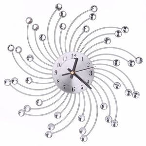 Högkvalitativ 3D -diamanter Flower Metal Wall Clock Europe Style Silent Dazzling Wall Watch for Living Room Home Office Decor C42277K