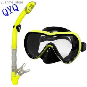 Dykmasker QYQ Professional Scuba Diving Mask Snorkling Suit Vuxen Silikonkjol Anti-dimma Glasögon Simpoolutrustning Y240410