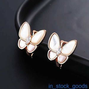 Seiko Edition Top Brand Vancefe Earrings High Edition Natural White Fritillaria Butterfly Earrings for Women 925 Silver Designer Brand Logo Grave Earring