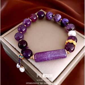 New Genuine Gold Electroplated Butterfly Pearl Amethyst New Chinese Versatile Bracelet, Fashionable and High-end Feel Bracelet