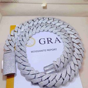 ICED Out Pass Diamond Tester 925 Sterling Silber Halskette VVS Moissanit Cuban Link Chain 37Zn
