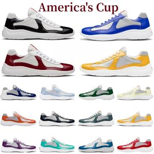 Designer Americas Cup Sapatos casuais masculinos Runner Sapatos de esportes femininos Sapatos de tênis de baixo Top Sênus de borracha de borracha de tecido por atacado de couro 36-46