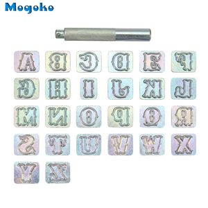 Mogoko 19mm Buchstabe Alphabet Briefmarkenstempel Punch Kit Sattel -Werkzeuge Lederhandwerk Carving Präge Stempel DIY Handgemachte Kunst funktionieren