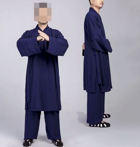 UNISEX spring&Summer linen Tai chi wushu suit gown Taoist priest clothing taiji uniforms taoism robe garments blue/black