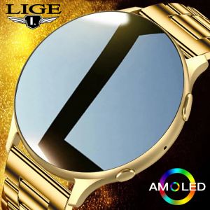 Orologi lige bluetooth chiamando smart orologio da donna uomo temperatura orologio ai vocali assistan sport fitness orologio oro