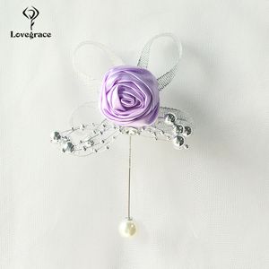 Lovegrace Artificial Rose Silk Bridesmaid Wedding Corsages e Boutonnieres Groomsman Accessori mariage