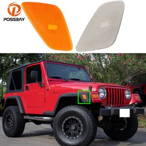 Jeep Wrangler için 1997-2006 Çift Araba Ön Fender Köşe Yan İşaretçi Lambası Olmadan Işık Ampul Amber Duman Dış Aksesuarlar