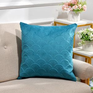 Pillow Guret Scallop Design Tampa de veludo 45x45 travesseiros decorativos para sofá sala de estar luxuosa colorida sólida fronha ho ho