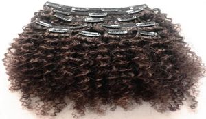 new arrival brazilian virgin dark brown hair weft clip in kinky curly human remy hair extensions3322201