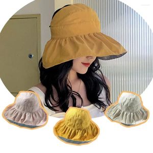 Wide Brim Hats Foldable Screen Hat Fashion Cotton Big Empty Double Sided Top Beach Cap Sports Uv Outdoo J9i3