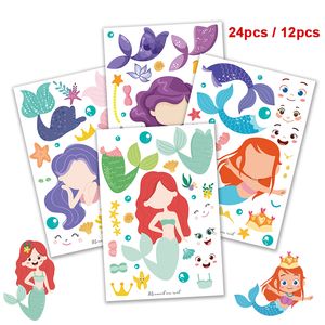 Make A Mermaid Stickers Shark Party Favors For Kids/Baby Under The Sea Birthday Decorations/Classroom Activity Unicorn Supplies