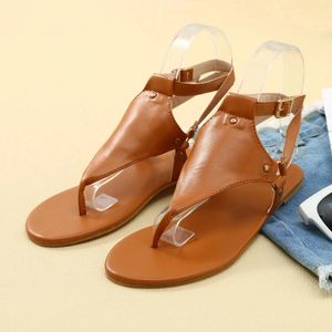 Sandalen Frauen Mode Leder Clip Zeh Solid Color Closer Flat Bottom Flip Flops atmungsaktiv bequeme Strandschuhe