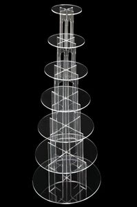 Top Fubly -Fashion 7 Tier Round Clear Acryle Party Wedding Cake Cupcake Stand4195542