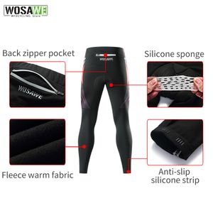 Calça de ciclismo masculina de wosawe calças de lã de inverno 4d calças quentes acolchoadas