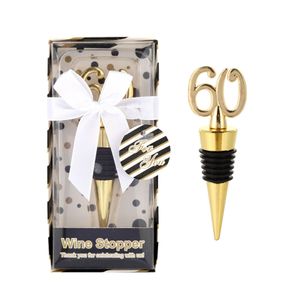 25pcs 60th Gold Bottle Stoppers Wedding Celebrando regali per 30 ° bomboniere di vino rosso e regali di 70 ° compleanno per gli ospiti