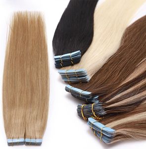 Verschiedene Farben menschliche Haut Schuss Silky, gerade blonde Klebeband in Haarverlängerungen 40 Stück pro Packung 8 Zoll bis 30 Zoll Instock4688269