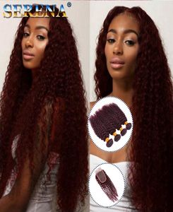 QUEENS HAIR Red Wine Hair Weave 99J Burgundy Kinky Curly Human Hairs Weft Bundles Jerry Curl Virgin Hair Extensions MONOGOLIAN KIN5357269