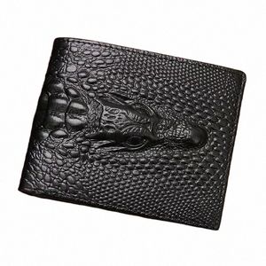 Krokodilhaut Brieftasche Männer 100% echtes Leder kleiner Reißverschluss Kurzmänner Brieftaschen Kreditkartenhalter Coin Pocket Tasche Alligator 66qf#