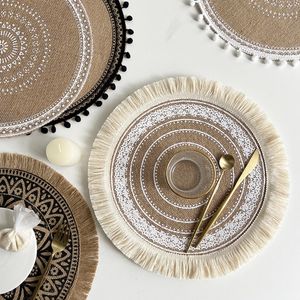 Creative Mandala Round Placemat Boho Woven Woven Macrame Fringel