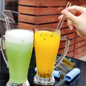 12mm Yeniden Kullanılabilir Cam Saman Smoothie Milkshake İçecekler Bar Partisi Aksesuar için Çevre Dostu İçme Samanları Kabarcık Çay Pipetleri