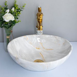 Semplice piccolo lavandino da bagno a forma speciale in ceramica controsoffitto in ceramica bacino domestico del bagno europeo bacino arte lavaggio bagno
