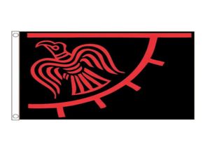 Viking Raven Flag Black and Red Flag 3x5 ft Brandman Banner 90x150cm Festival Gift 100d Polyester inomhus utomhustryckt flagga4253724