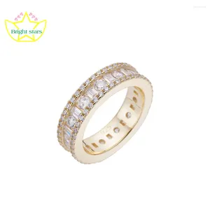 Cluster Rings Bright Stars Design Light Luxury Disterry Jewelry Men Diamond Ring Crosn