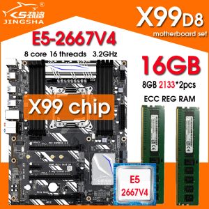 Motherboards Jingsha X99 D8 Motherboard Kit Xeon E5 2667 V4 Processor 16 GB (2*8 GB) DDR4 2133MHz ECC Reg Memory Set