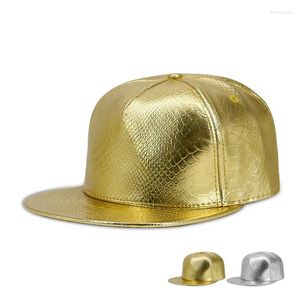 Boll Caps Light Board Hip-Hop Cap Bboy Men Women Pu Leather Flat Brim Baseball Python Mönster Street Dance Hats