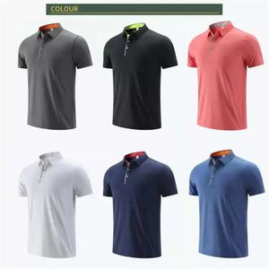 2024 Lululemeni Yoga Outfit Outdoor Men's Polo Shirt Mensクイックドライスウェットウィッキングトップオスの半袖高量KGI668