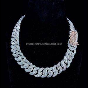سخونة الهيب هوب 10KT الذهب الأبيض مويسانيت الماس جولة القطع مصمم سلسلة مجوهرات كوبية مع وضوح VVS