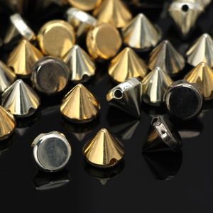 100pcs dourado prateado cone preto craques de plástico rebite de plástico para craft de couro para roupas de costura de roupas acessórios punk de vestuário