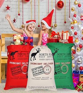 Large Canvas Christmas Decorations Santa Sack 50x70cm Bag Kids Xmas Red Present Bag Home Party Decoration Reindeer CC6017090