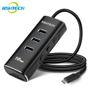 Hubs RSHTech A104D USB 3.1 Hub 5in1 10 Gbps Transmissione con lettore TF/SD Tipo di tipo C Hub Splitter Extender USB per laptop MacBook