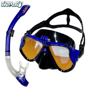 Máscaras de mergulho máscara de mergulho máscara de mergulho Snorkel Scuba Supplies de mergulho com tubo de natação anti-capa à prova d'água de vidro de silicone máscara de máscara y240410